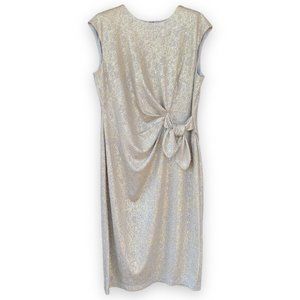 London Times Shimmer Knotted Side Draped Formal Dress